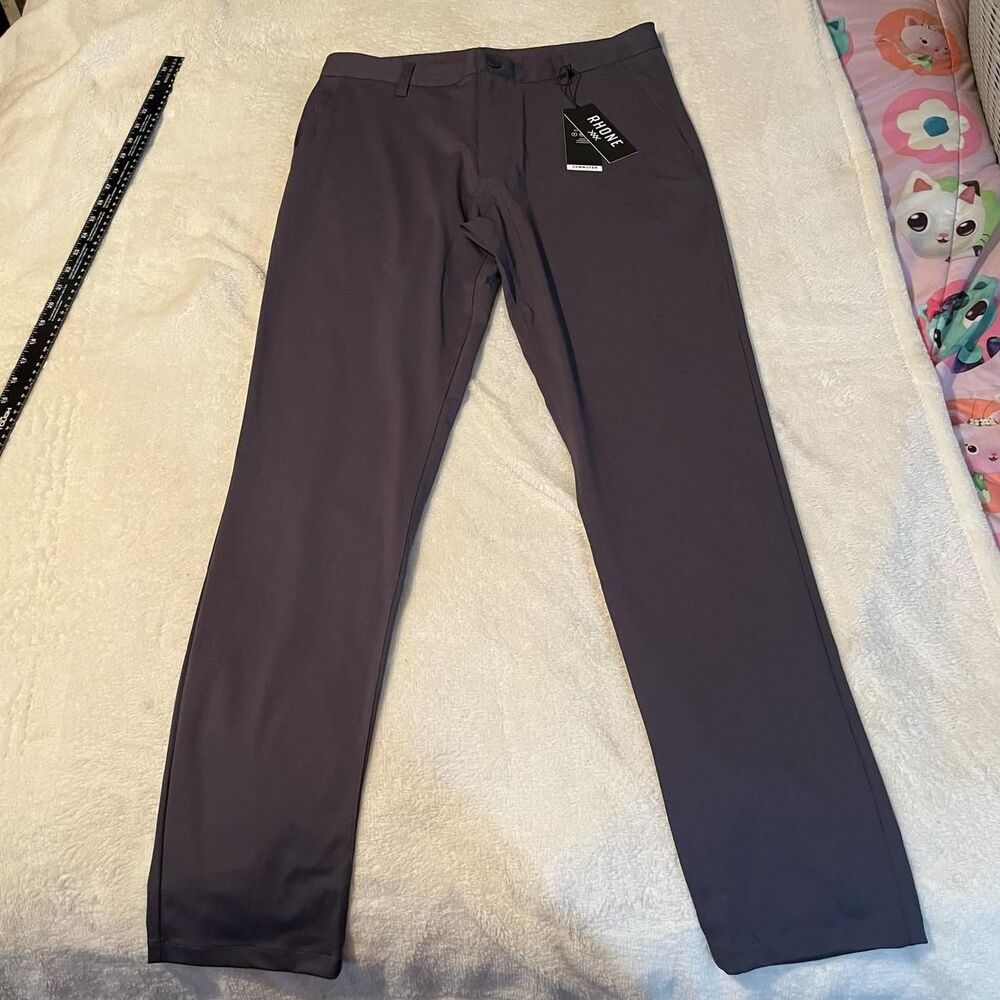 Rhone Commuter Pants Mens Size 32 Gray Slim Flex-Knit 32 Inseam Stretch